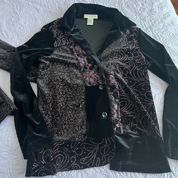 Notations Petite Women’s Velvet Velour Matching Set Blazer and Top Size PM - Picture 2 of 11